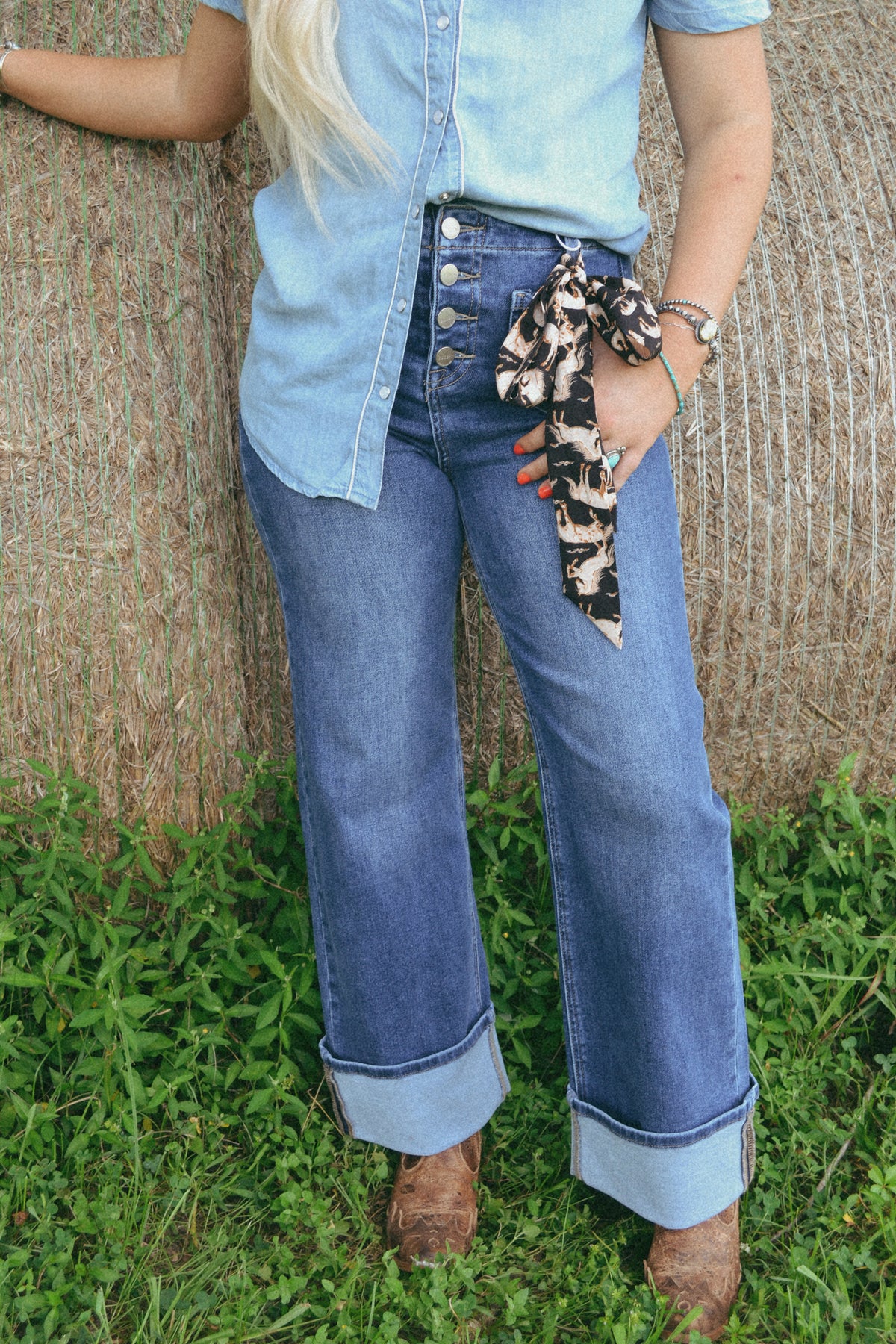 The Coleman's | Straight Leg Cuffed Dark Wash Jeans
