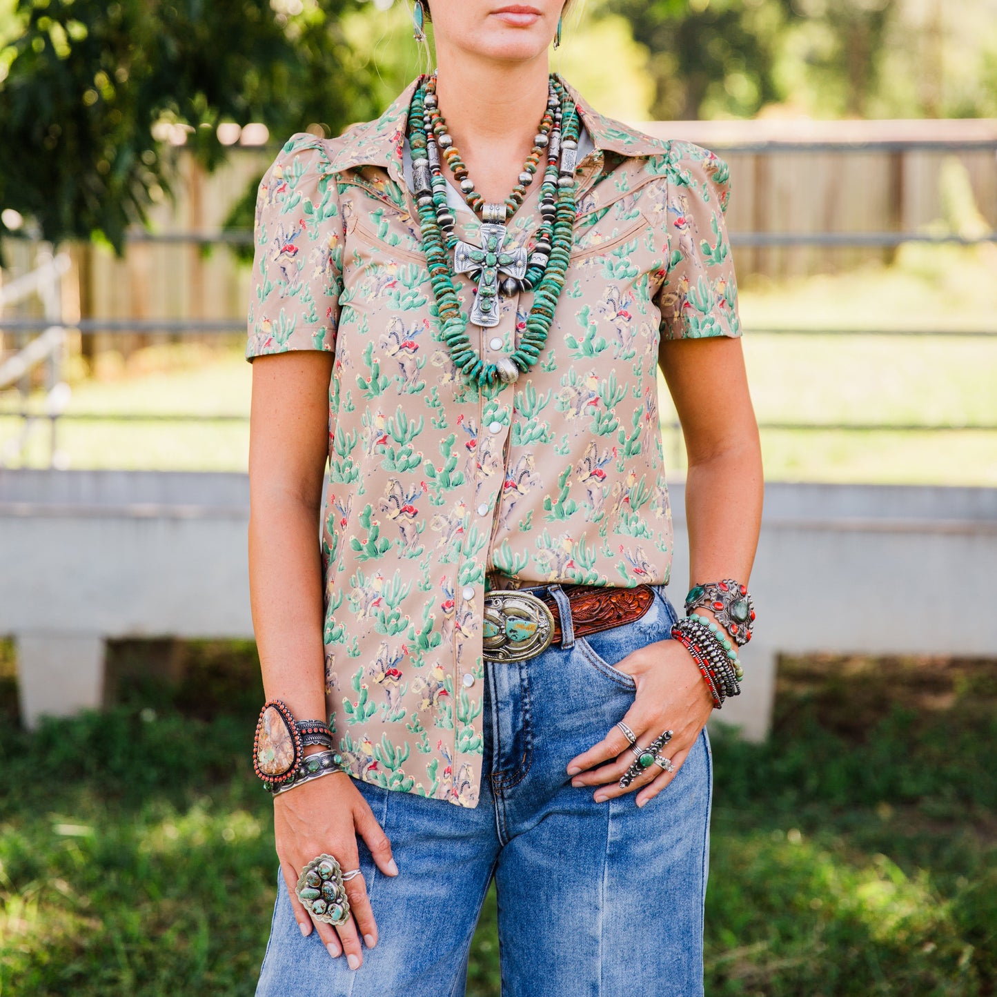 The Dayton | Pearl Snap Western Print Top
