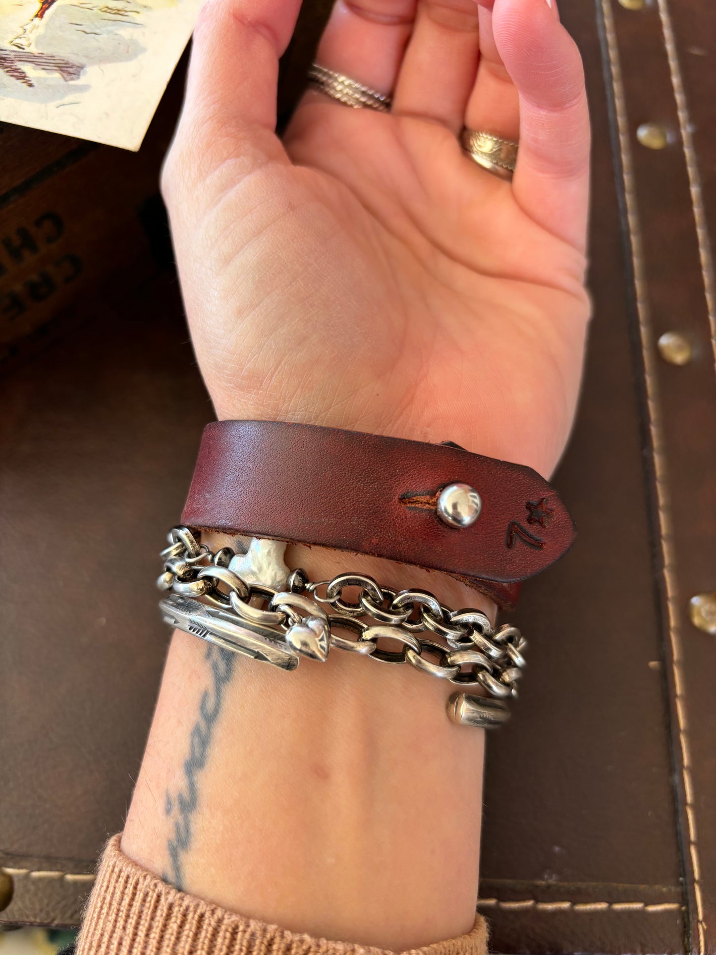 The Brookings | Handmade Pilot Mountain Turquoise Leather Cuff