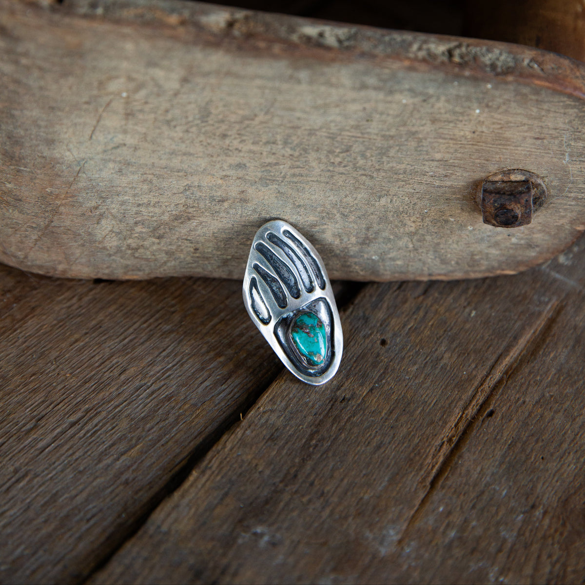 The Frontier | Vintage Turquoise Bear Paw Ring - Size 5.5