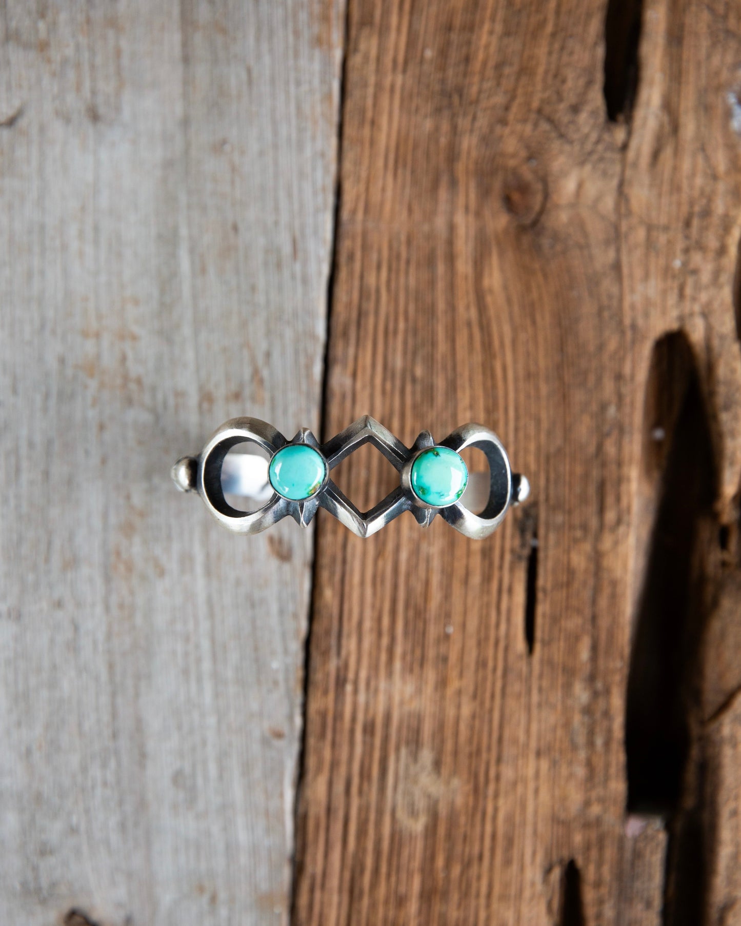 The Barlett | Double Stone Sonoran Turquoise Cuff by Chimney Butte