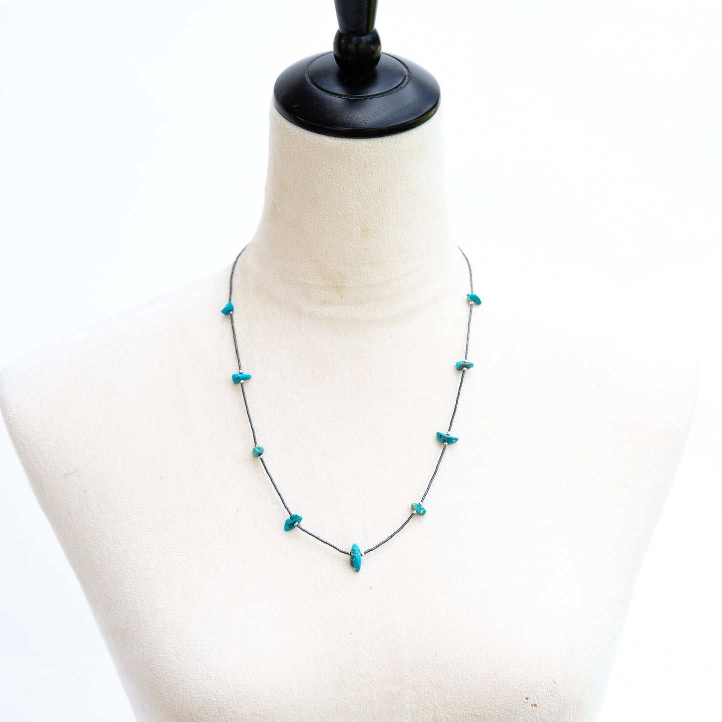 The Rondale | 22" Vintage Liquid Silver & Turquoise Necklace