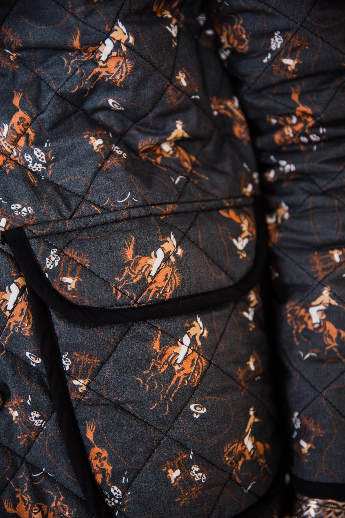 The Pizarro | Cowboy Print Quilted Long Coat by Tasha Polizzi