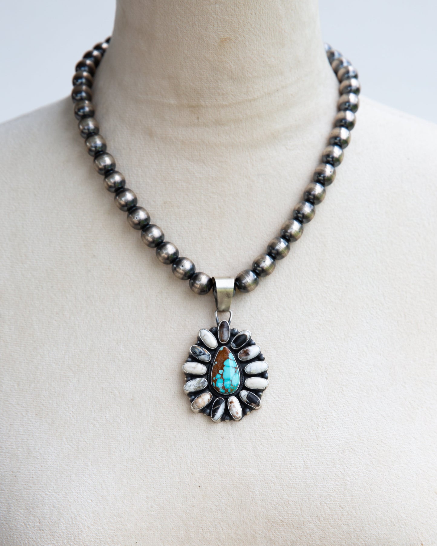 The Atlas | White Buffalo & Turquoise Pendant by Sheila