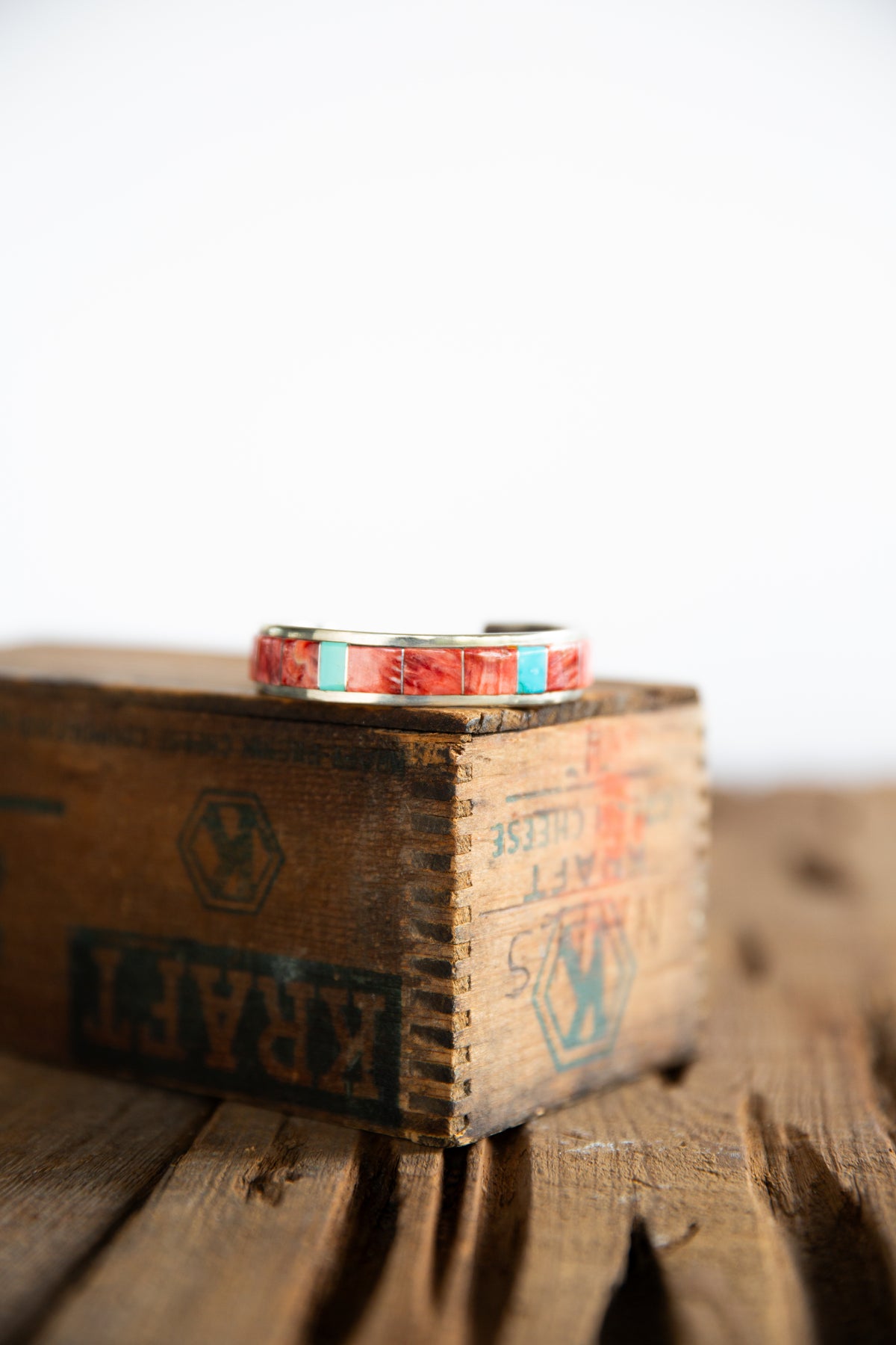 The Asherton | Vintage Red Spiny and Turquoise Inlay Cuff
