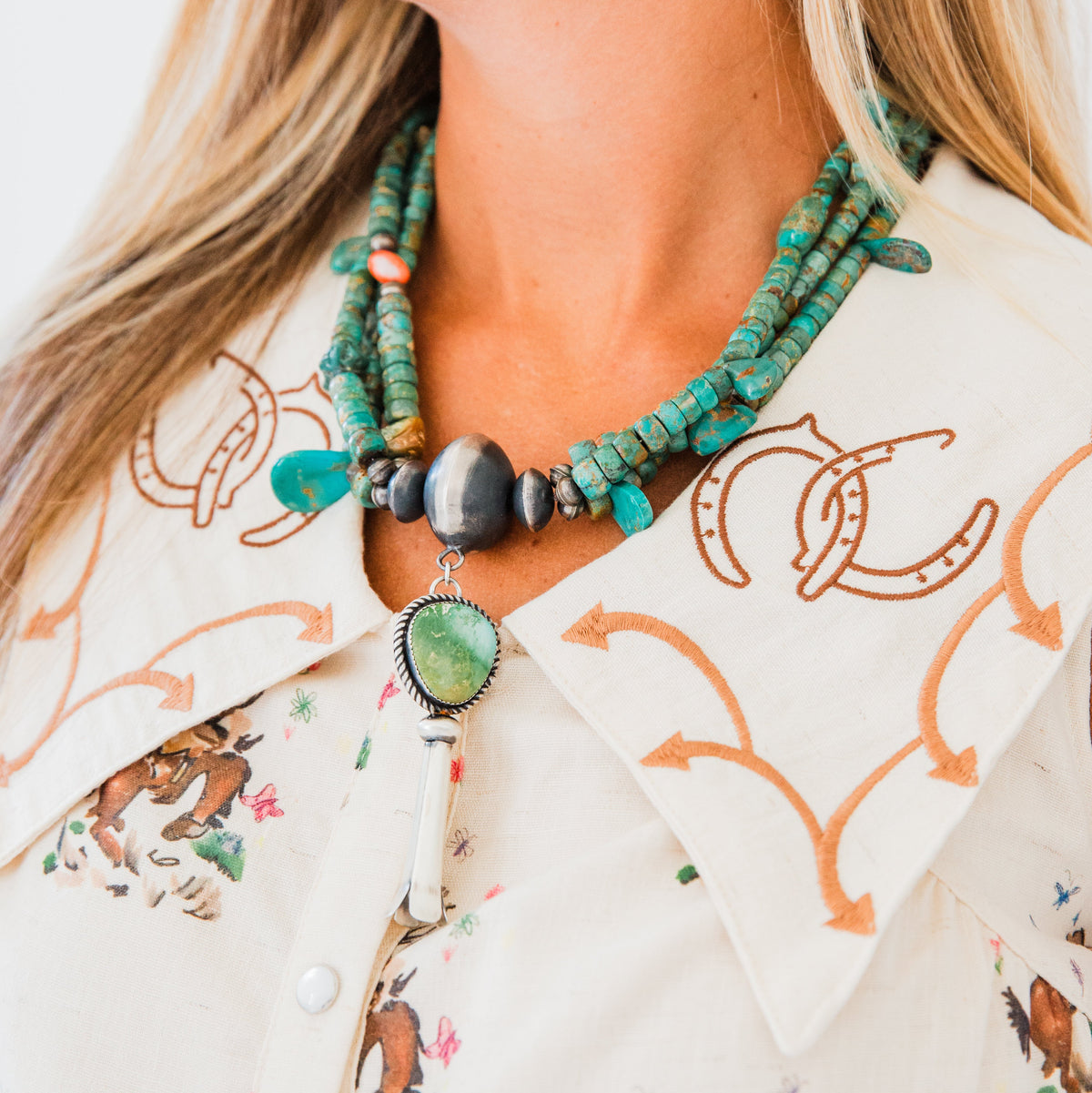 The Alpha | Vintage Mixed Stone Necklace with Pendant by Erick and Amelia Lewis Begay