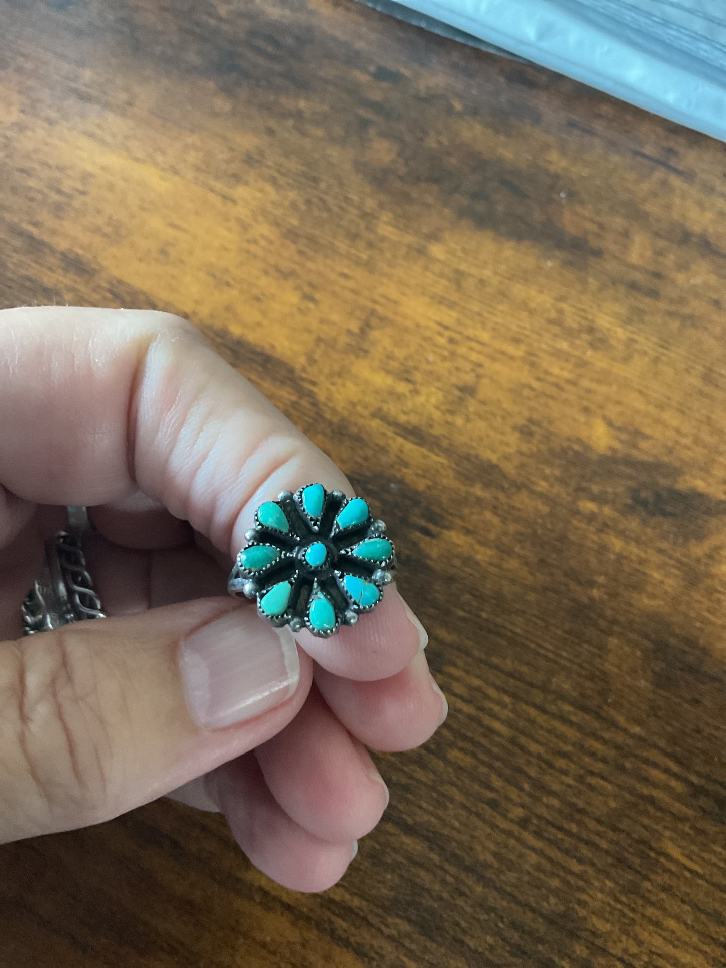 Live Sale #1 Turquoise Flower Ring Size 6