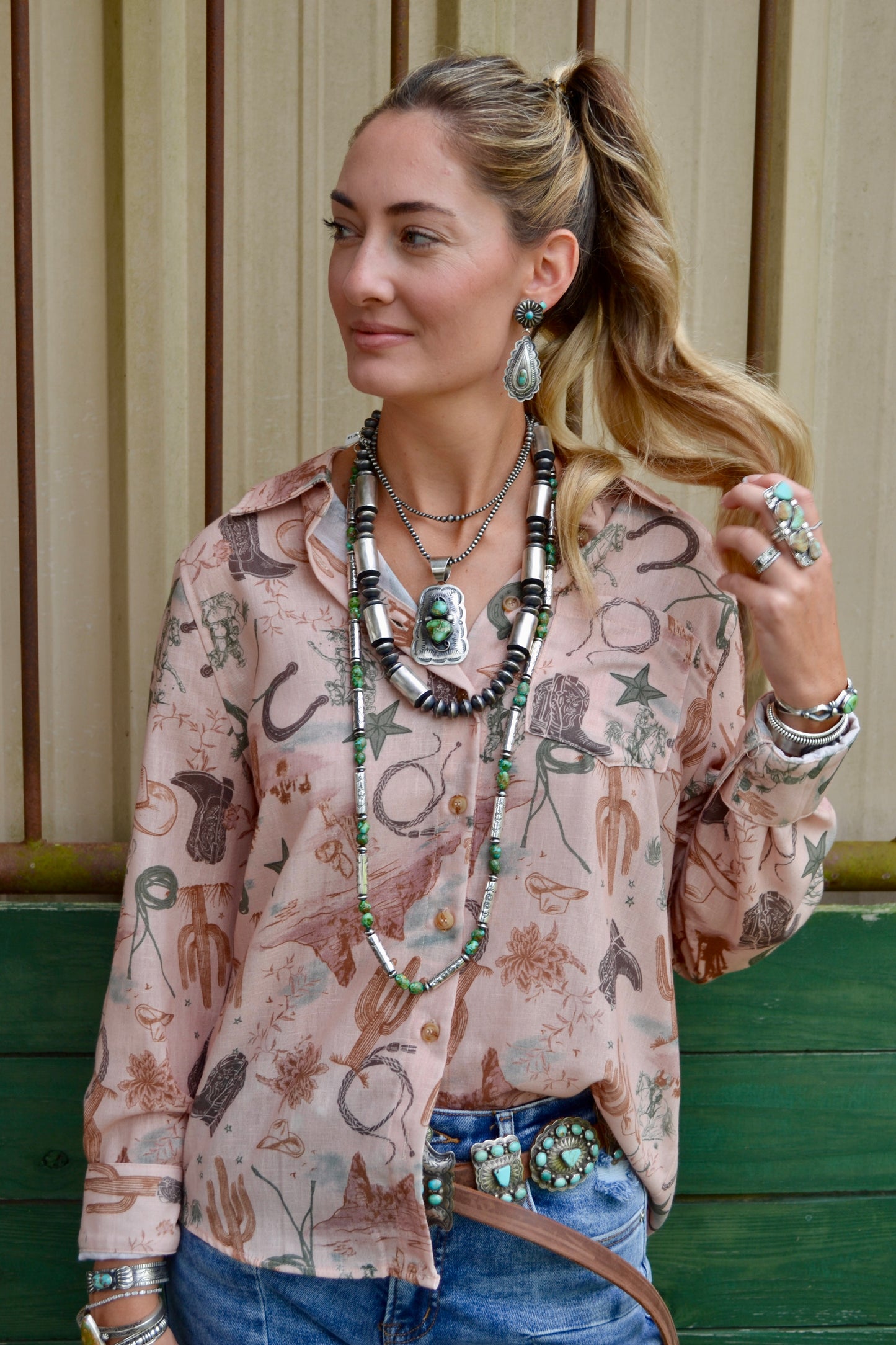 The Aquilla | Western Print Long Sleeve Top