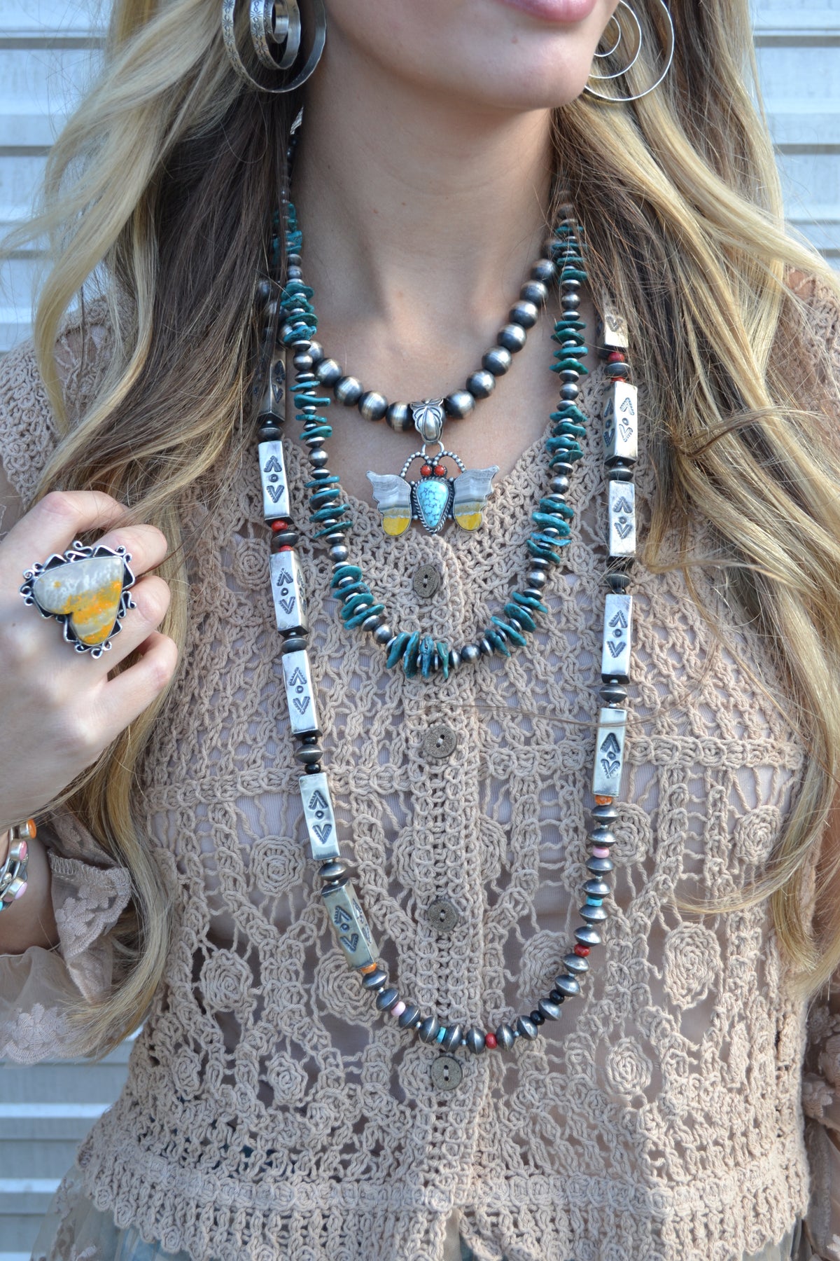 The Canton | 36” Multi Stone Box Bead Navajo Pearl Set by Tysha Aparicio