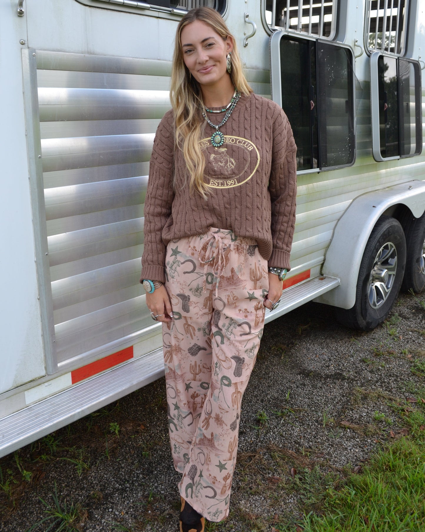 The Seminole | Western Print Wide Leg Pants