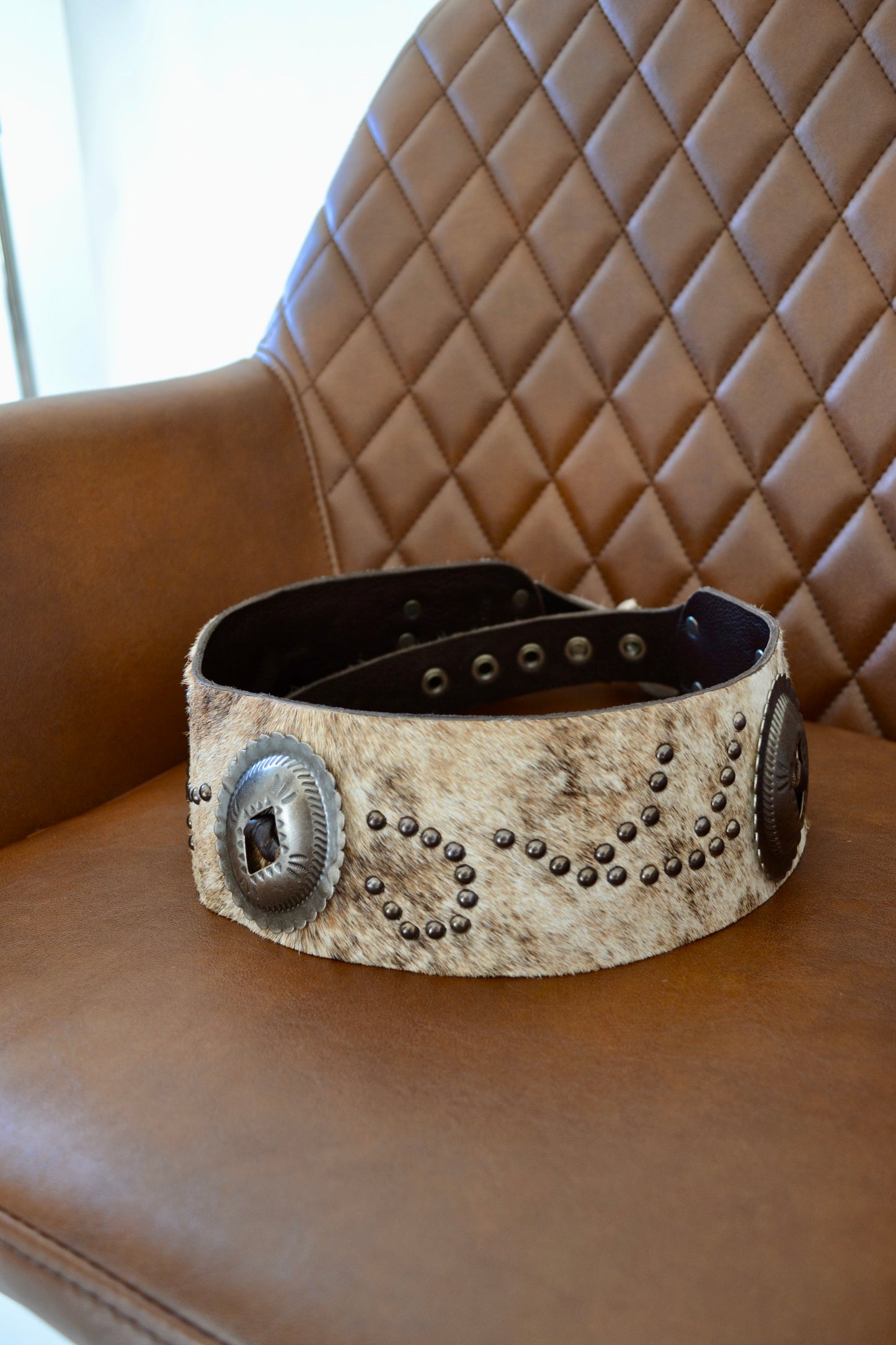 The Rosen Cowhide Concho Belt