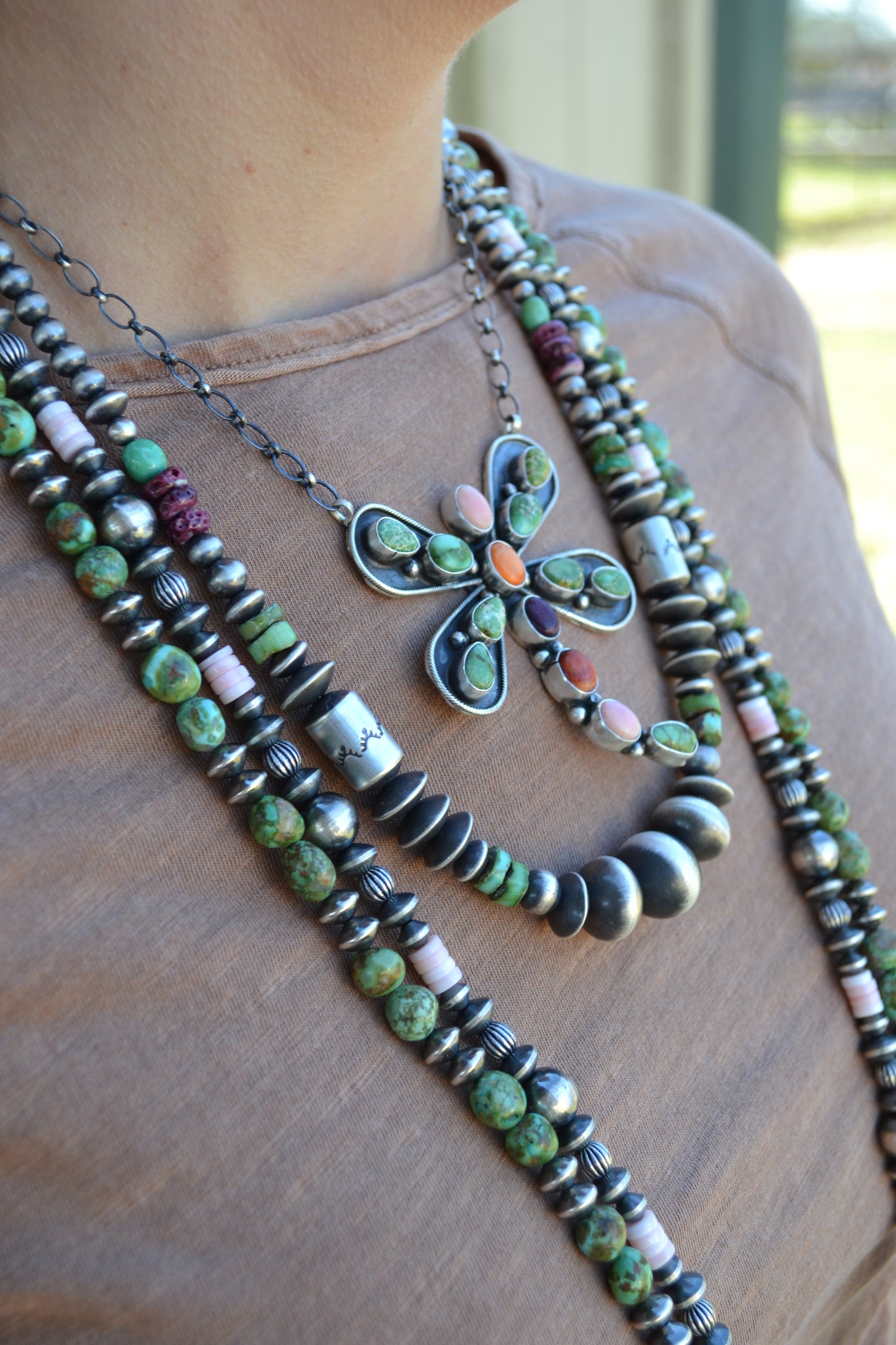 The Ciera | Multi Stone Dragonfly Necklace by Cordell Platero