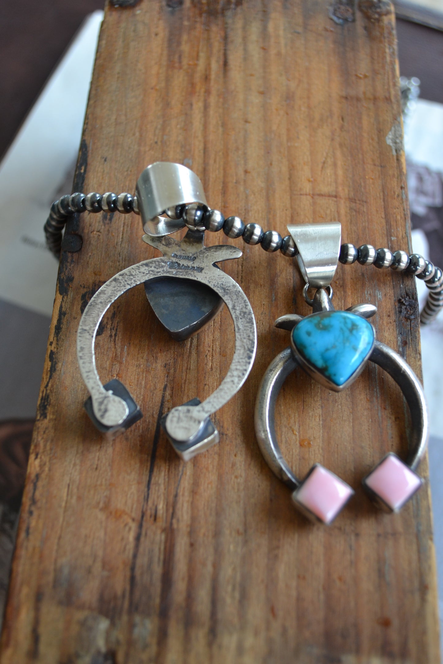 The Tijera | Turquoise & Pink Conch Naja Pendant by Chimney Butte