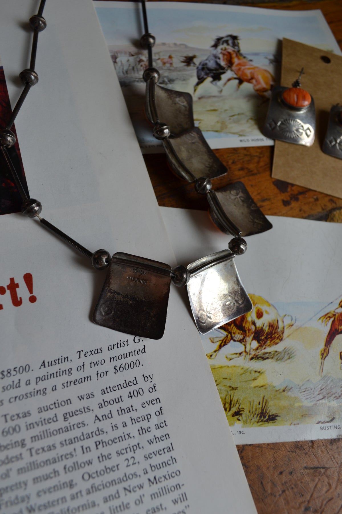 The Jacinda | Vintage Orange Spiny Necklace + Earring Set by M. Begay