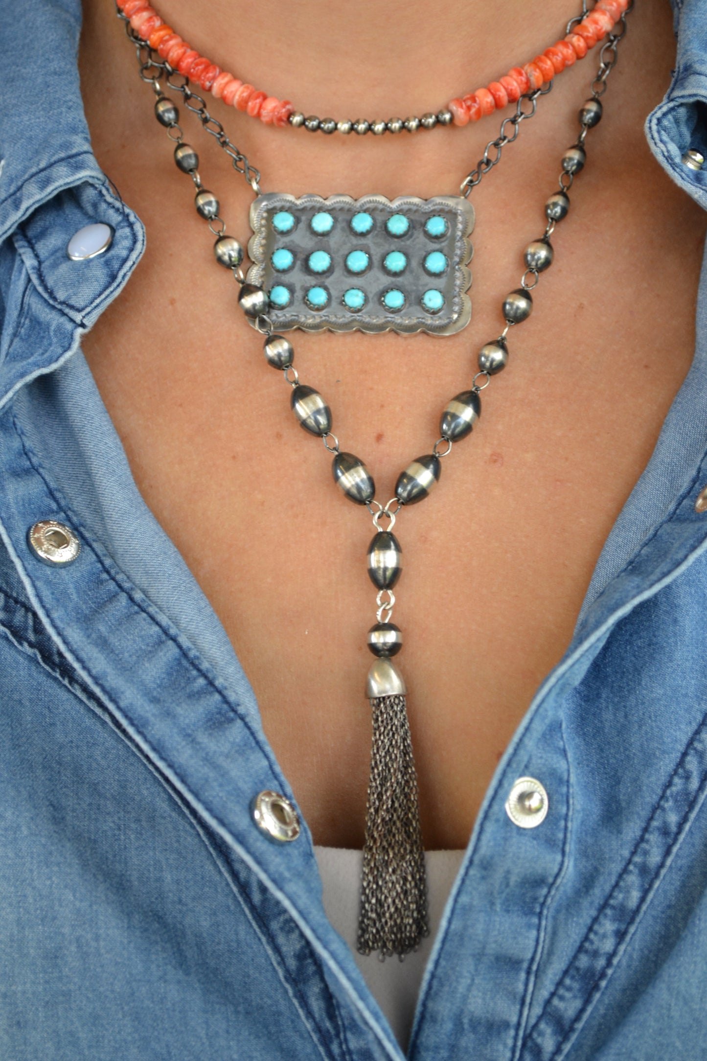 The Landry Rosary Tassel Necklace