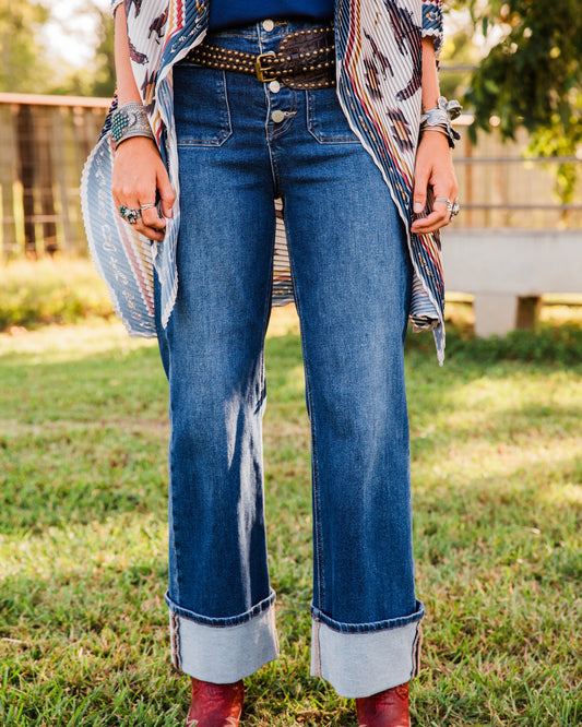 The Coleman's | Straight Leg Cuffed Dark Wash Jeans