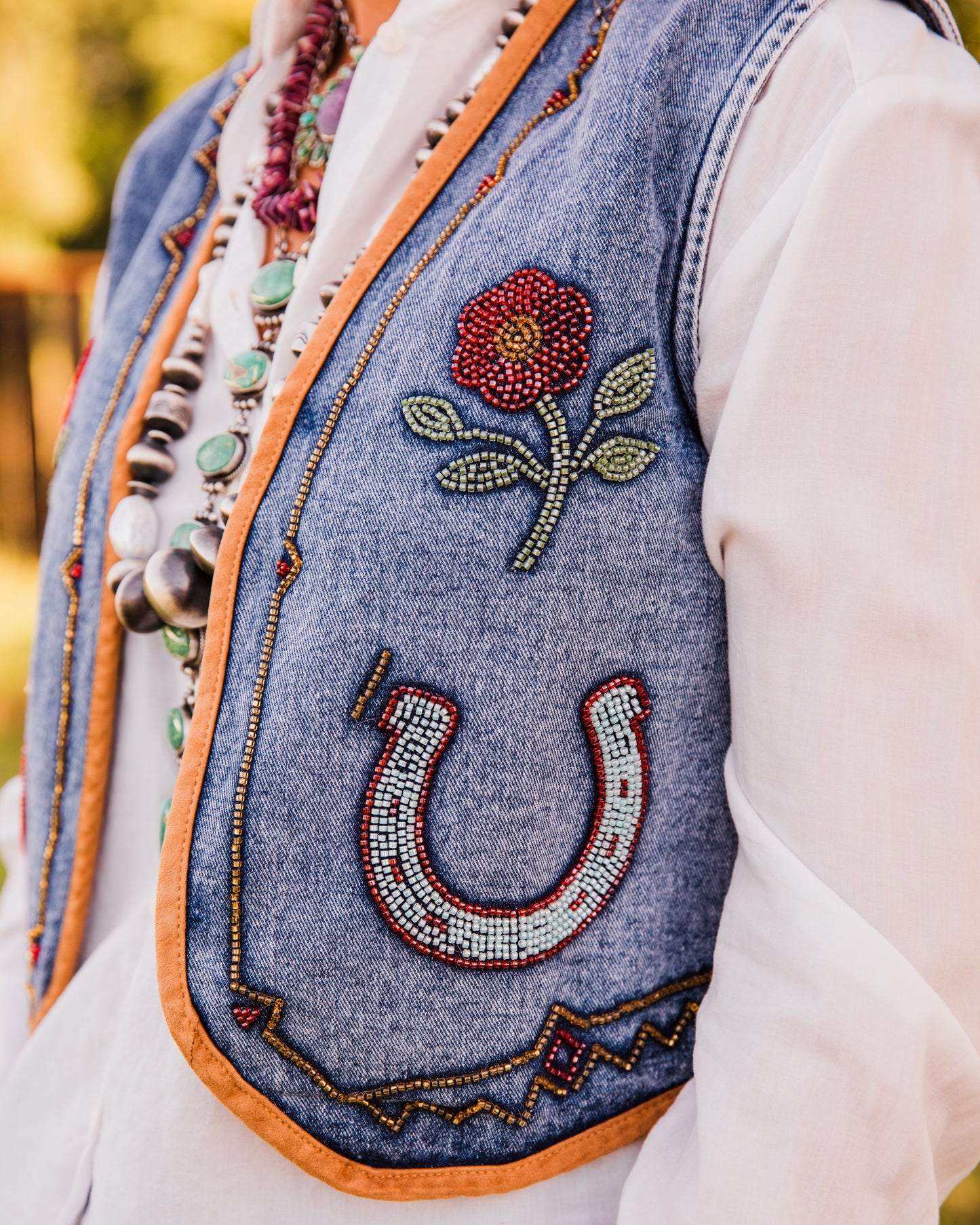 The Hollywood | Beaded Denim Horseshoe Vest