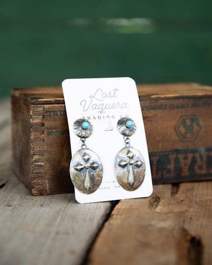 The Farrah's | Turquoise Cross Earrings by Rolanda Yazzie