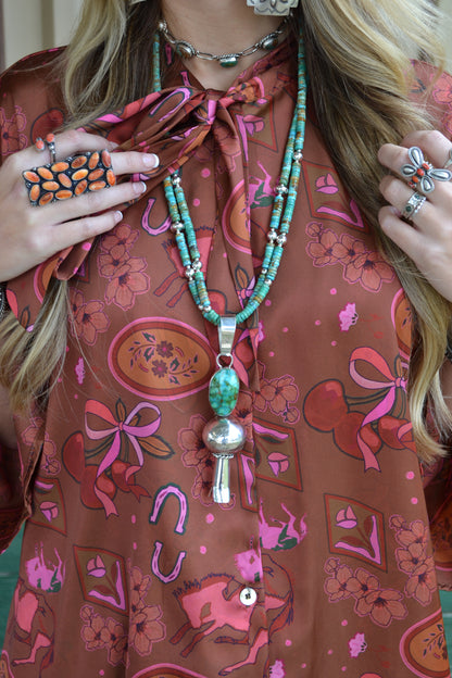 The Phoenix Hand Drawn Satin Set SIZE S/M