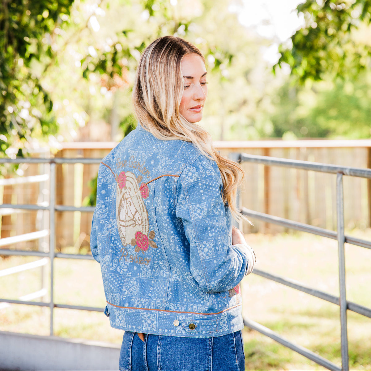 The Rose Garden Rodeo | Denim Paisley Embroidered Jacket by Rodeo Quincy