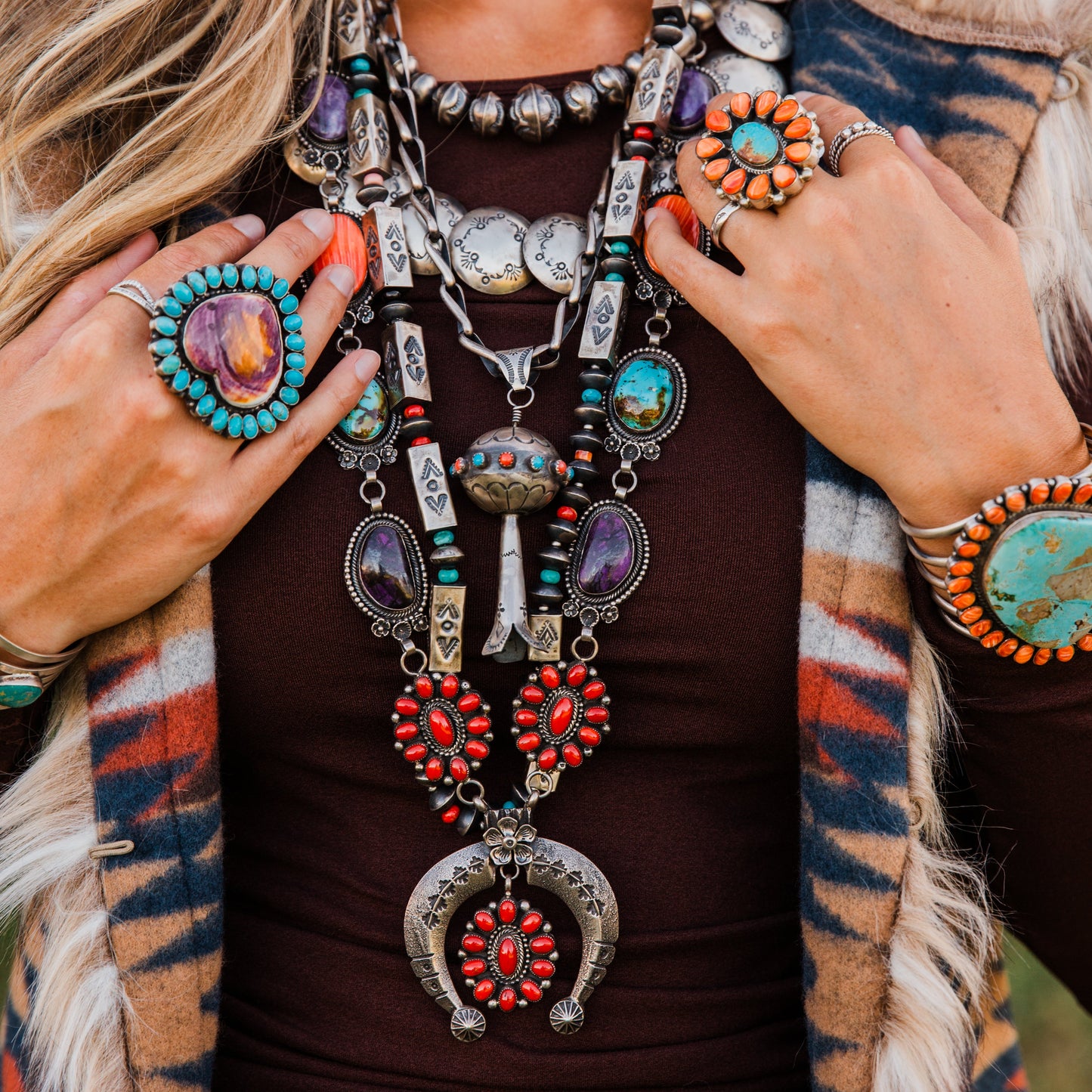 The Selene | Multi Stone Naja Squash Necklace by Hemerson Brown