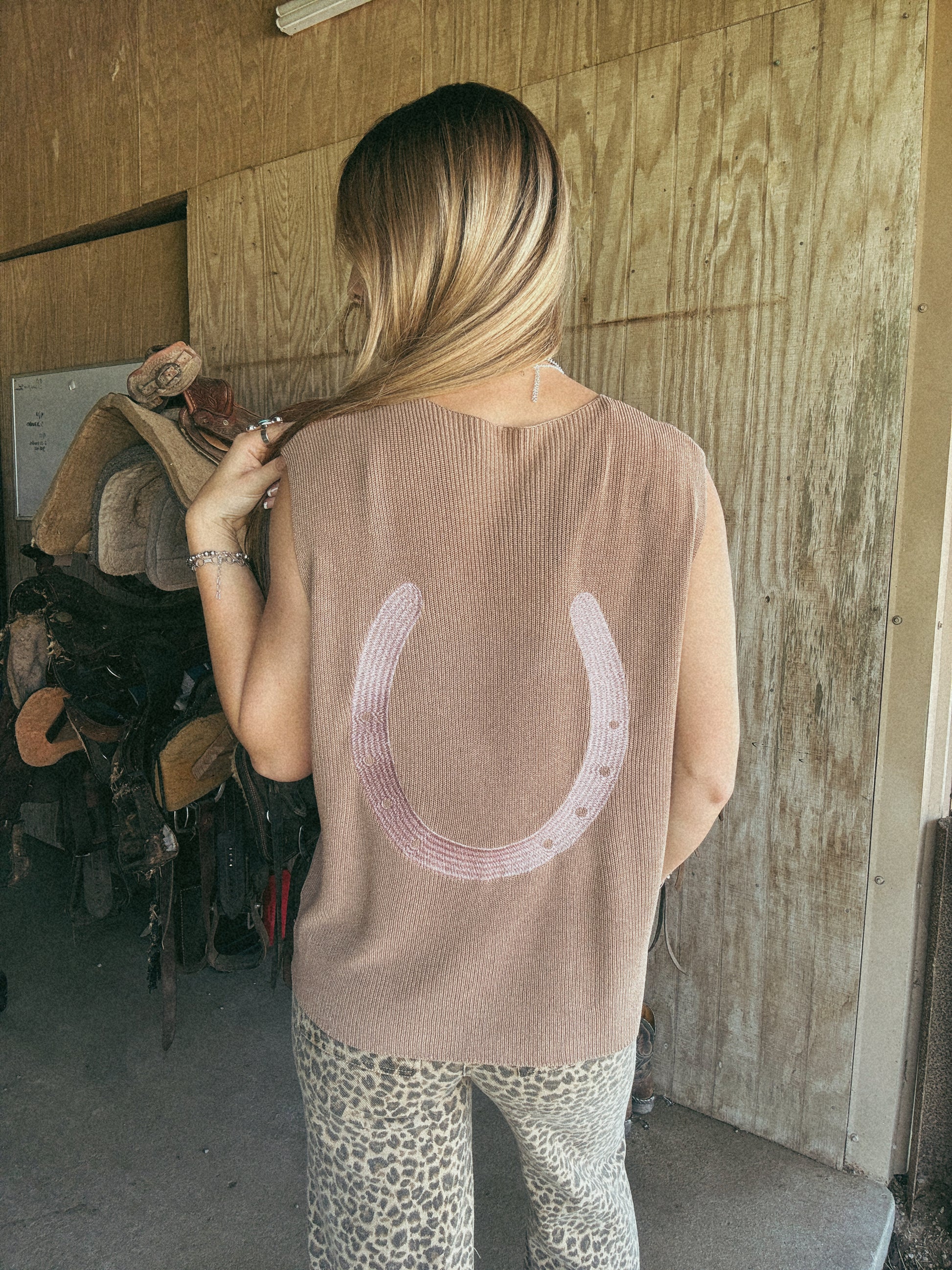 horseshoe sweater vest top