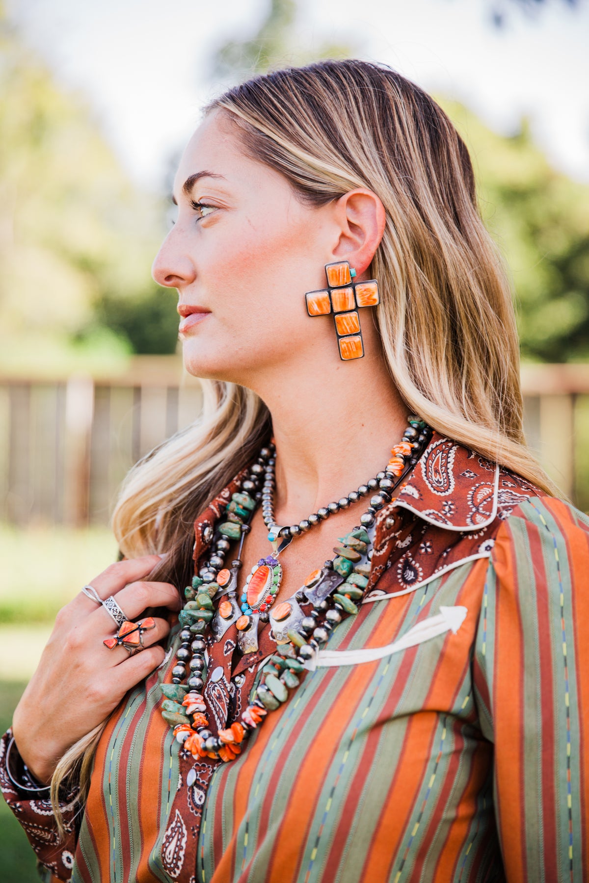 The Whitwell's | Orange Spiny Cross Earrings by Federico