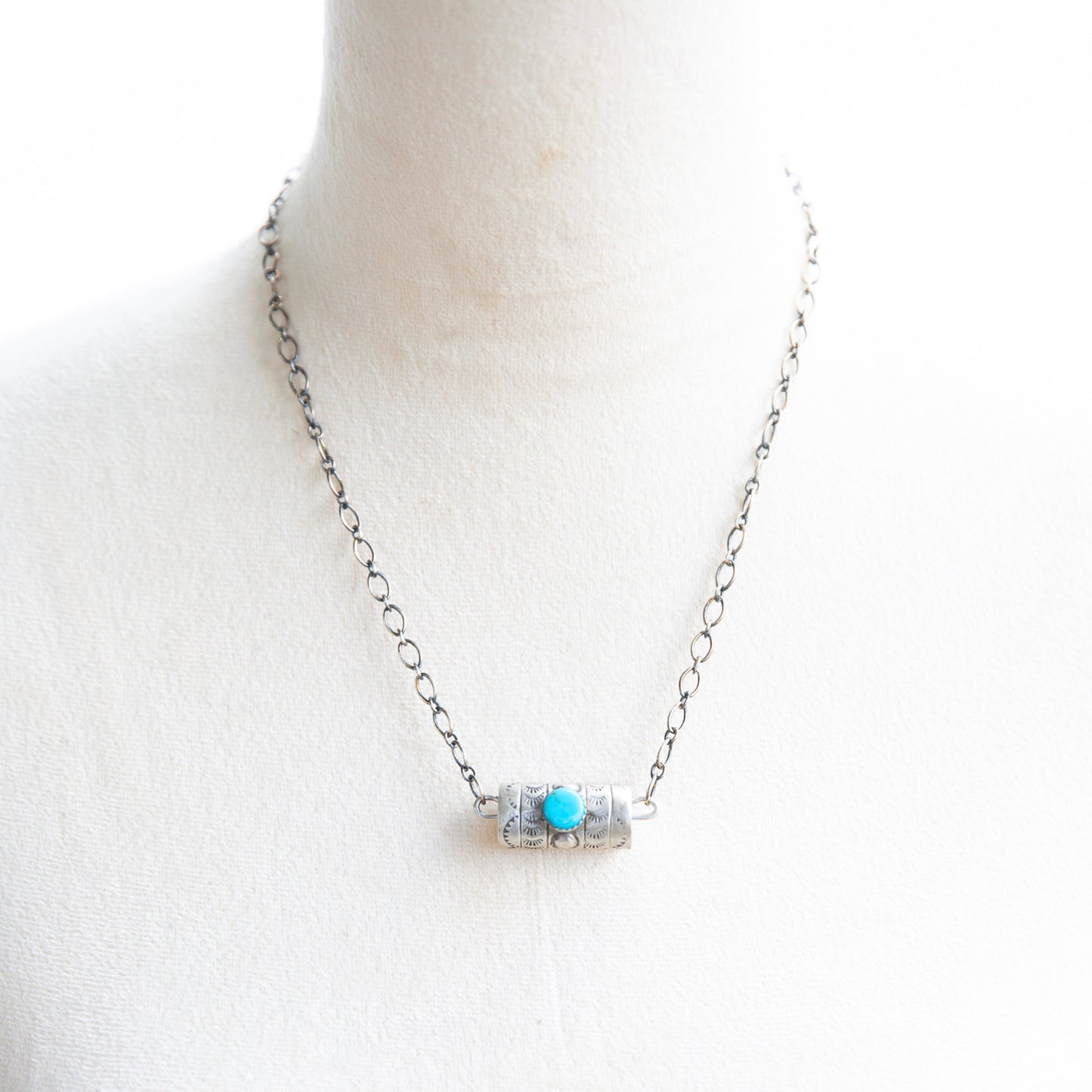 The Yori | Turquoise Barrel Necklace by Harold Tahe