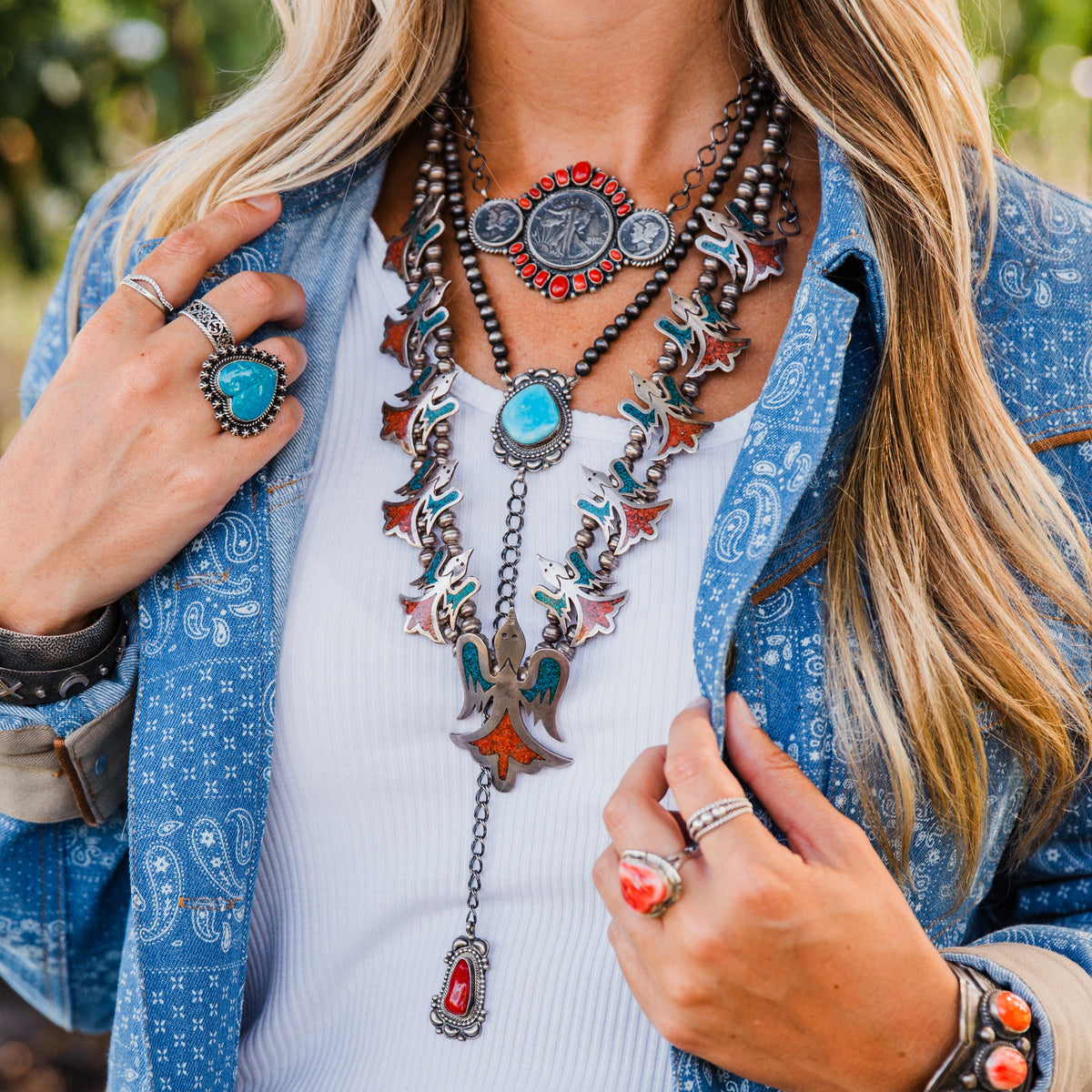 The Peyote | Vintage Turquoise & Coral Turquoise Peyote Bird Squash