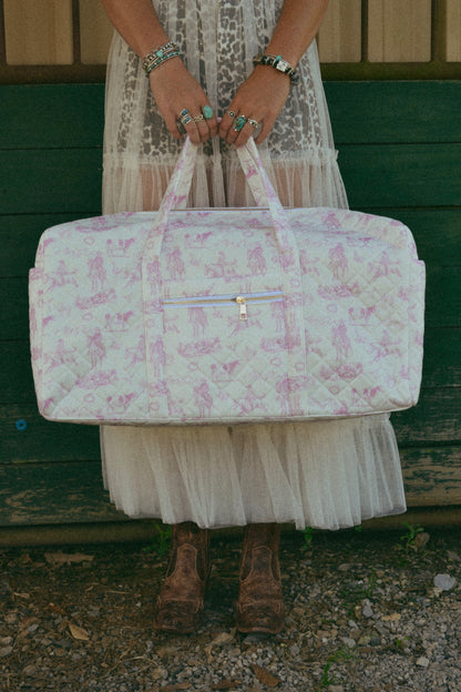 Pink cowgirl print duffle bag 