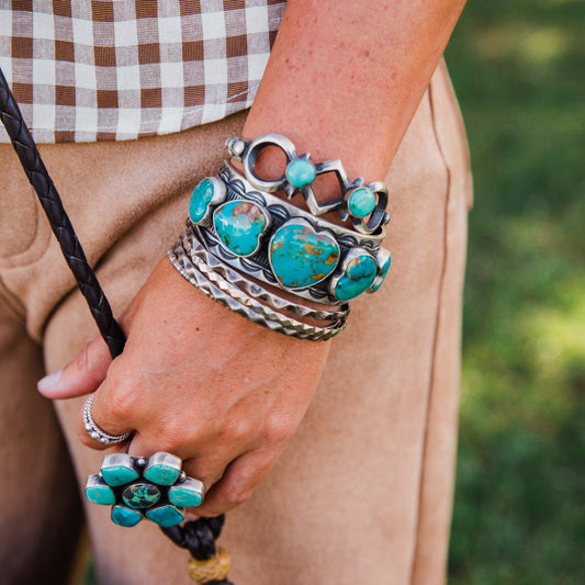 The Sabine | Kingman Turquoise Heart Cuff by Leroy James