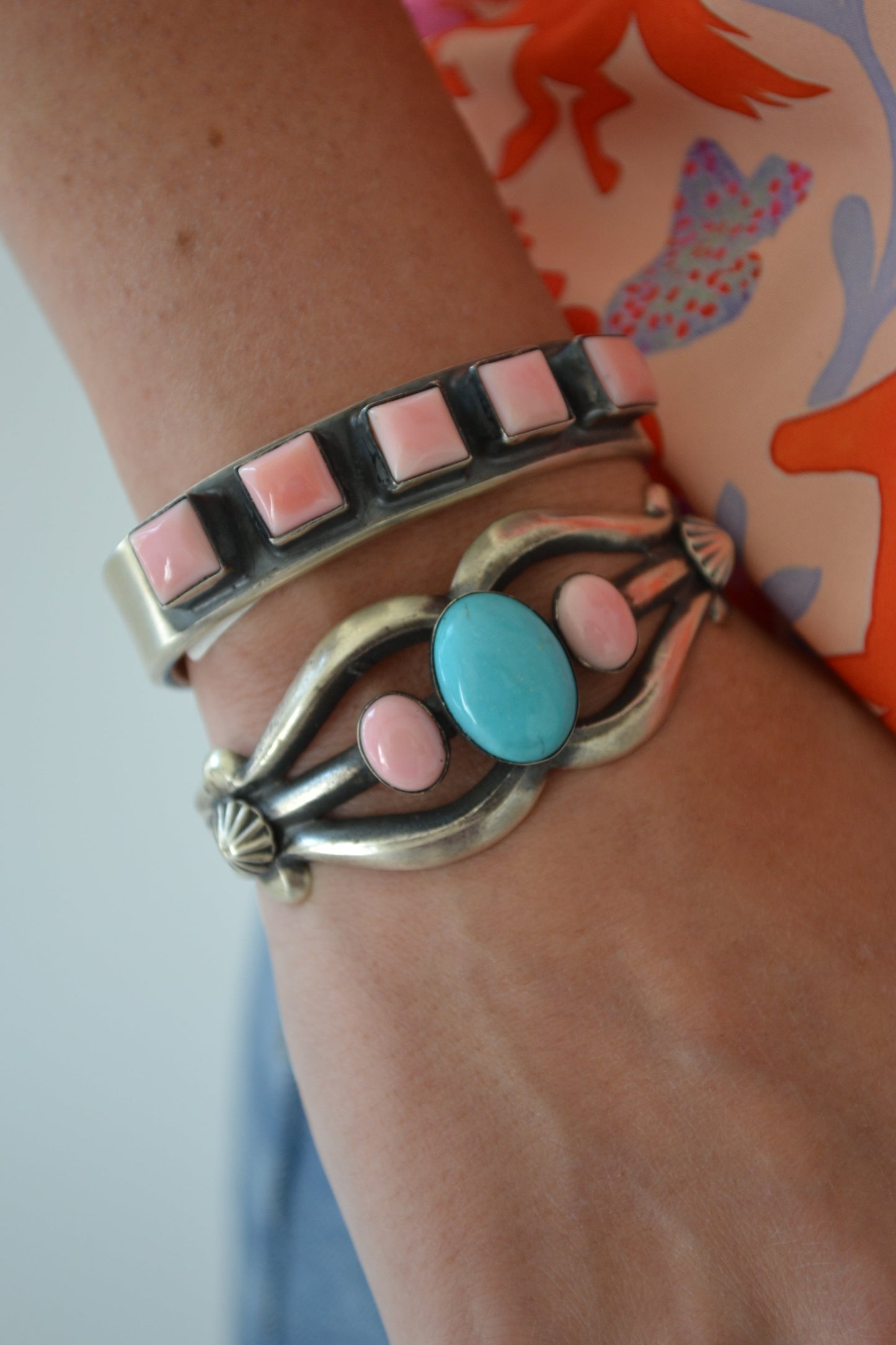 The Hagan Pink Conch and Turquoise Cuff