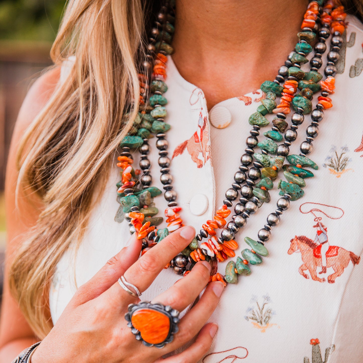 The Lamesa | Orange Spiny and Turquoise Pearls by Chimney Butte