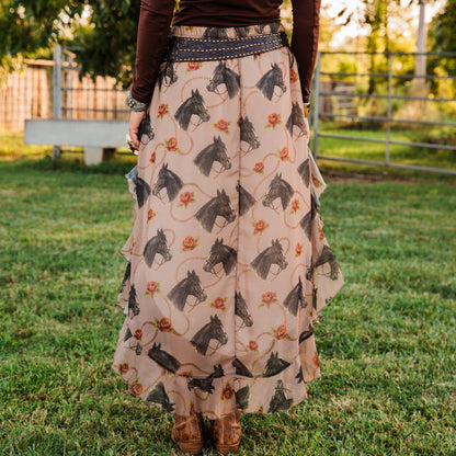 The Maykia | Horse Print Maxi Skirt by Tasha Polizzi