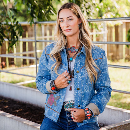 The Rose Garden Rodeo | Denim Paisley Embroidered Jacket by Rodeo Quincy