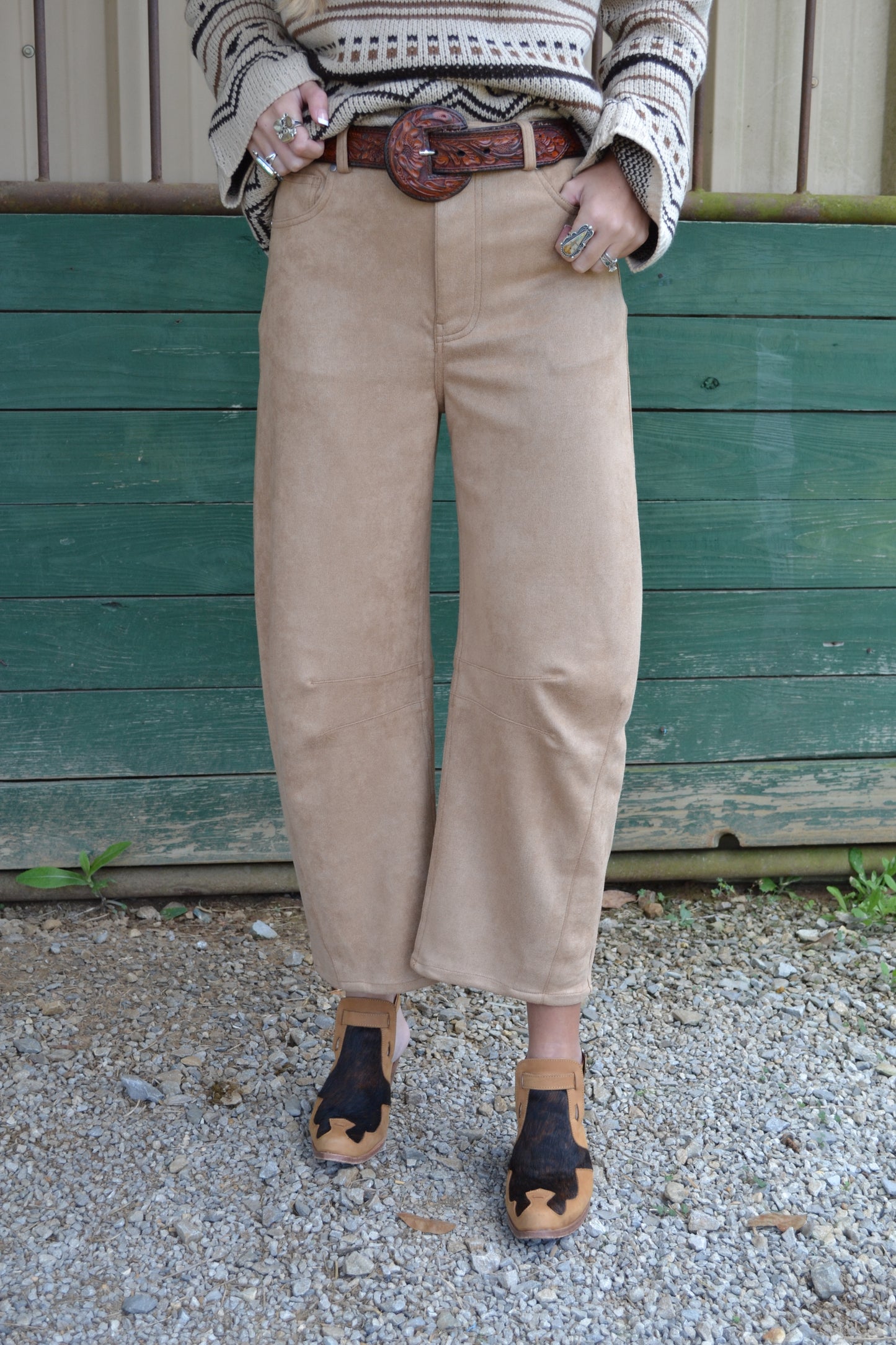 The Silverton Faux Suede Barrel Pants
