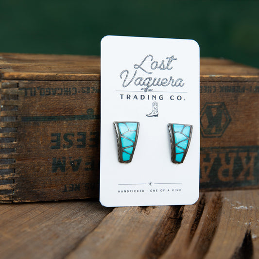 The Blaine's | Vintage Turquoise Inlay Stud Earrings
