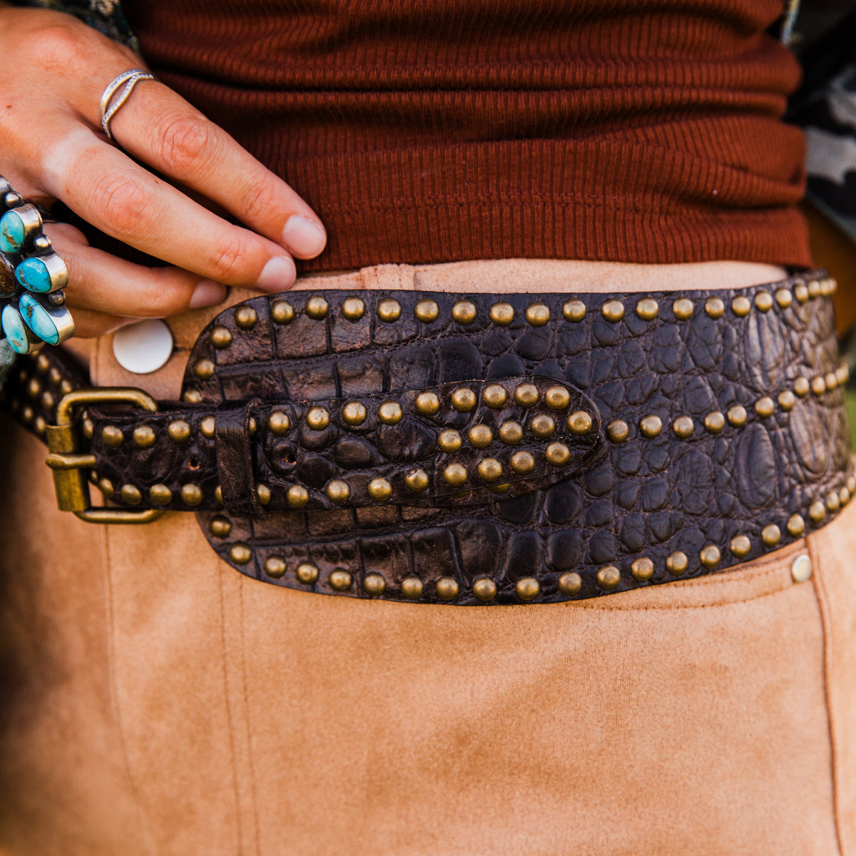 The Hornback | Embossed Gator Print Belt by Juan Antonio (Available in Brown + Black)