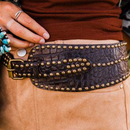 The Hornback | Embossed Gator Print Belt by Juan Antonio (Available in Brown + Black)