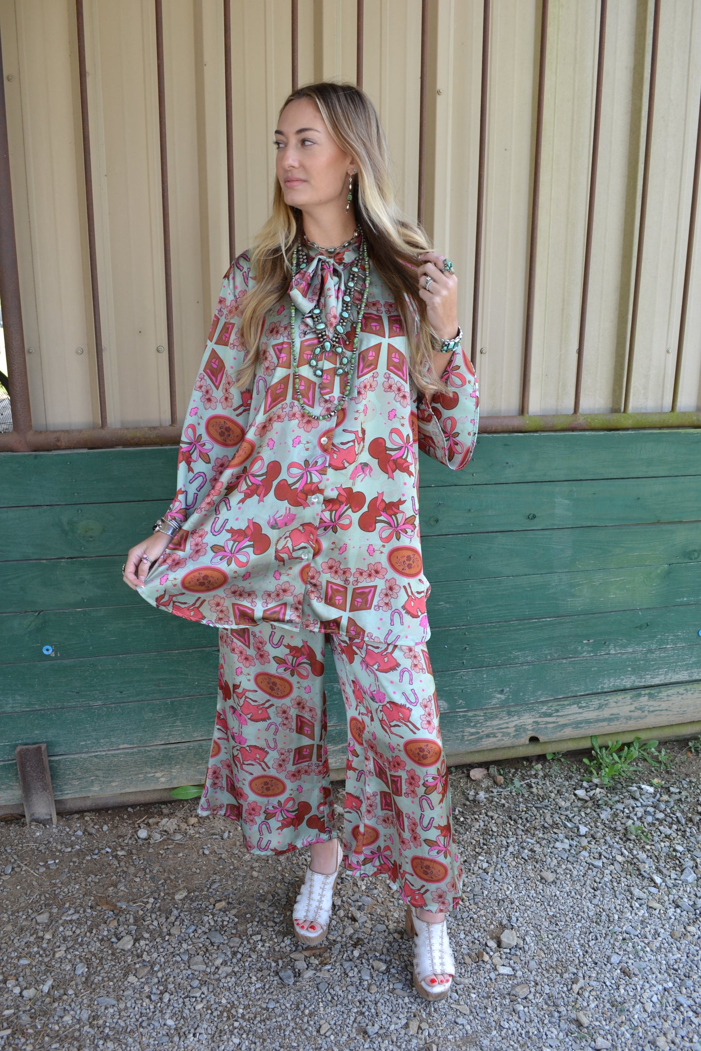 The Marquis Hand Drawn Satin Set SIZE S/M