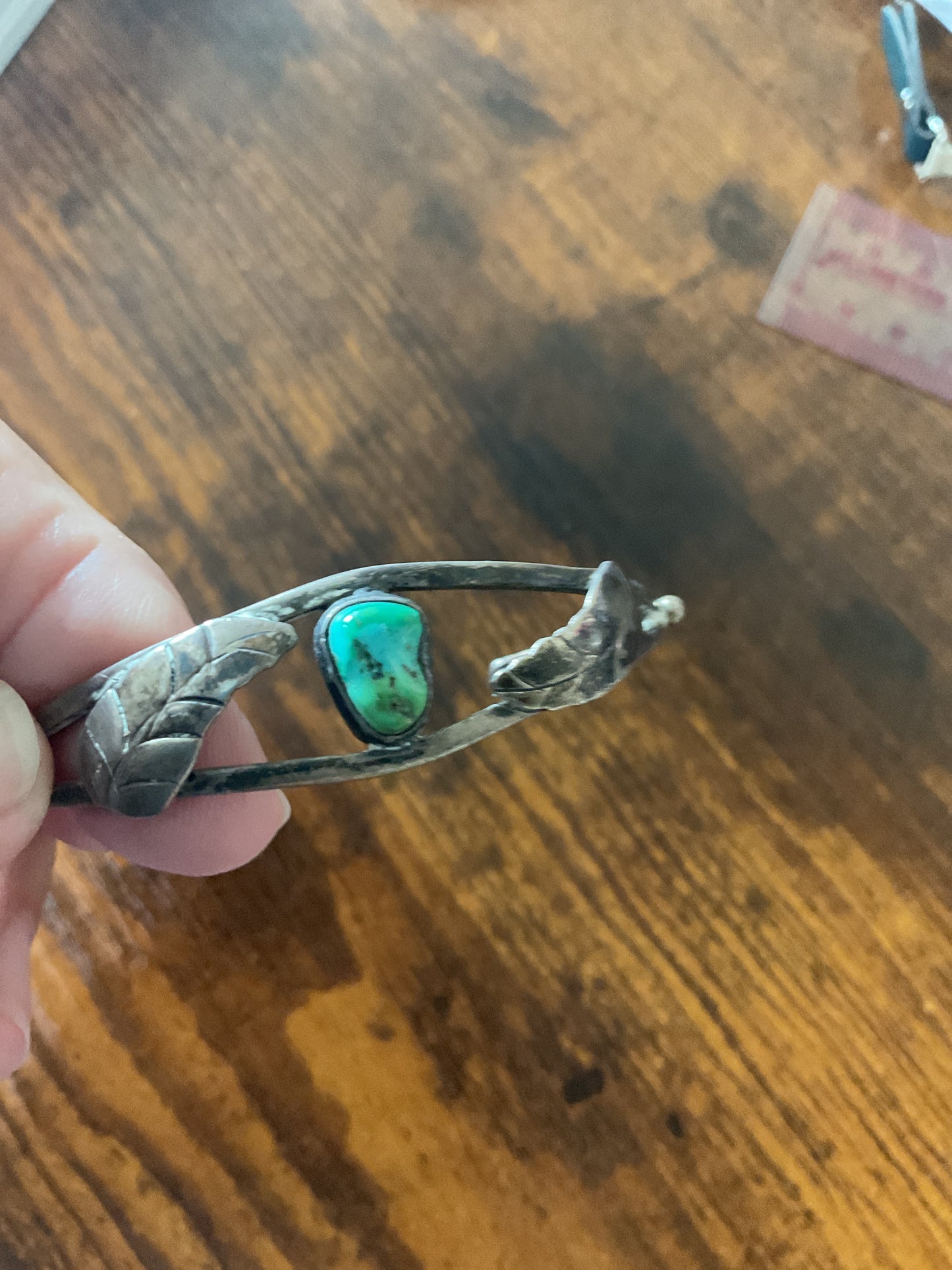 Live Sale #7  Dainty Sterling and Turquoise Cuff