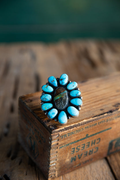 The Kolie | Blackjack & Turquoise Ring by Antionette Martinez - Size 6.5