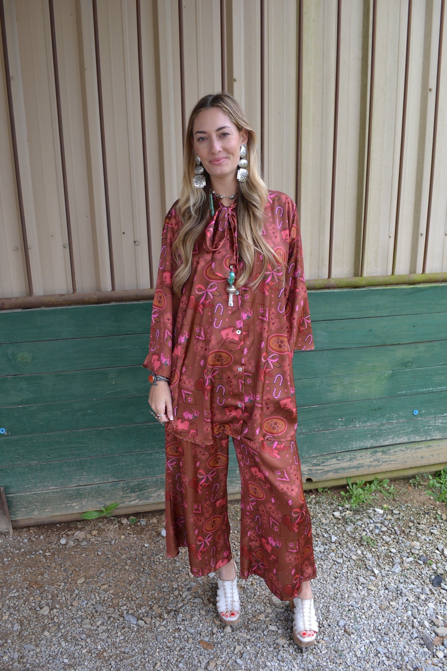The Phoenix Hand Drawn Satin Set SIZE S/M