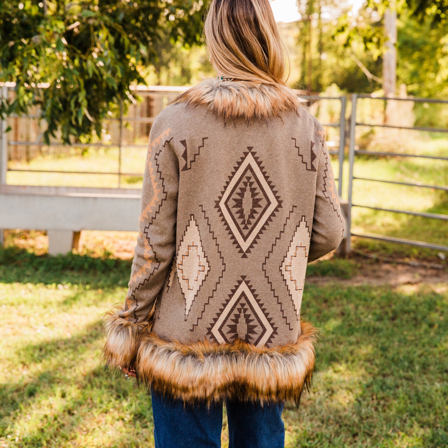 The Derinda | Aztec Fur Cardigan by Tasha Polizzi