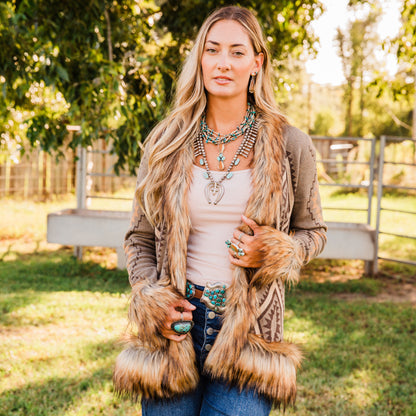 The Derinda | Aztec Fur Cardigan by Tasha Polizzi