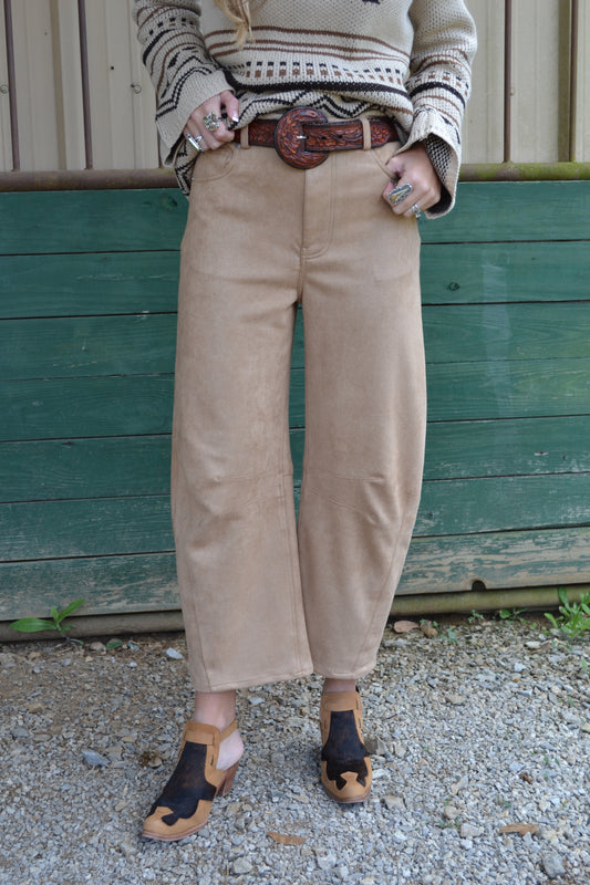 The Silverton Faux Suede Barrel Pants