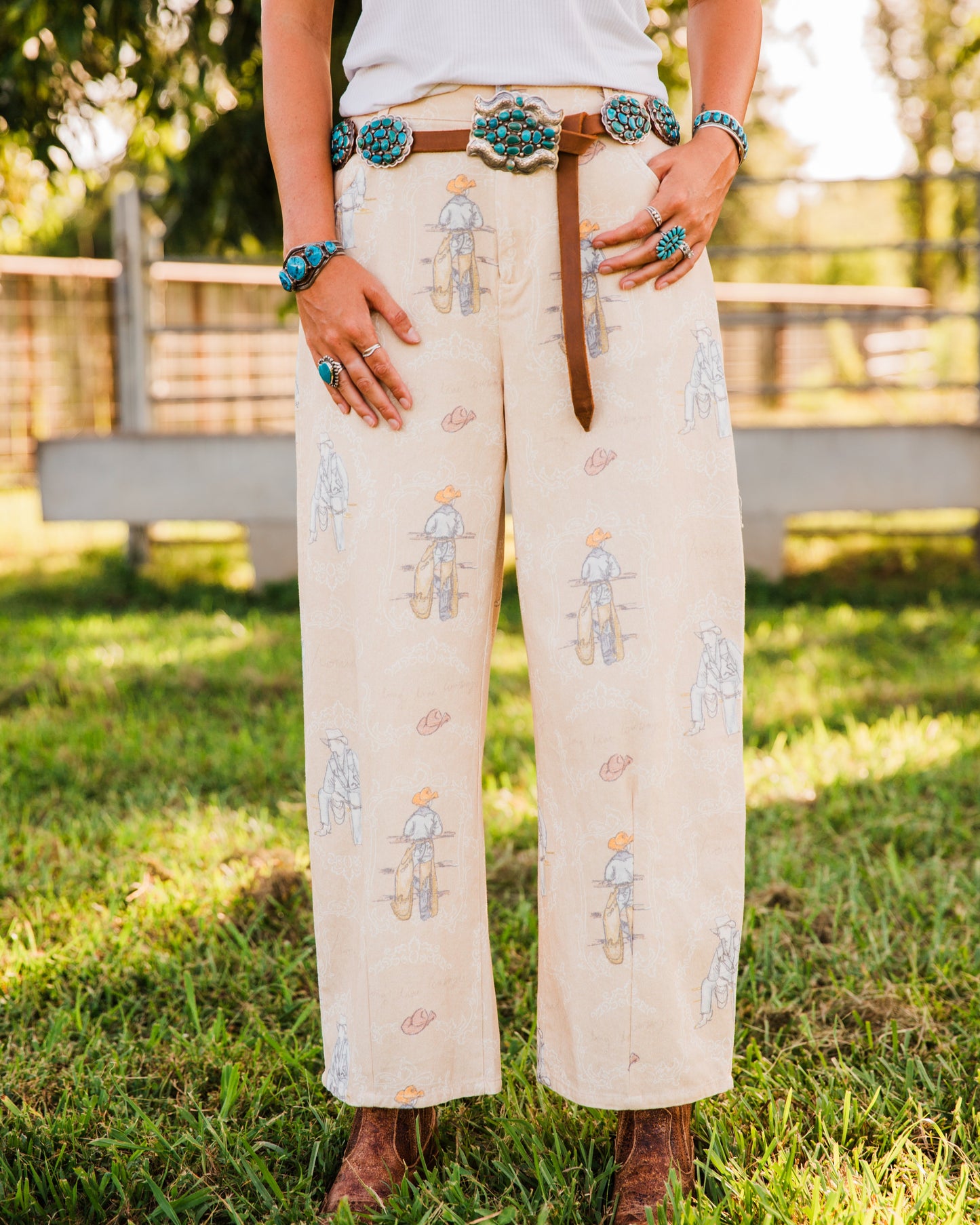 The Deiten's | Western Print Barrel Pants