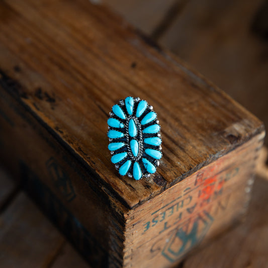 The Solitude | Turquoise Cluster Ring - Size 9