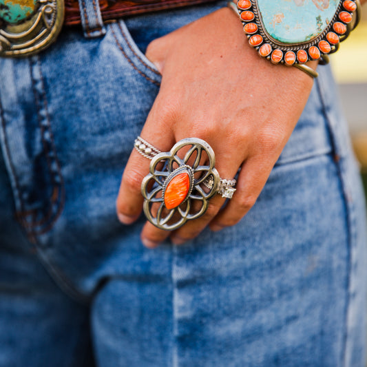 The Keota | Orange Spiny Ring by Chimney Butte - Size 7.5