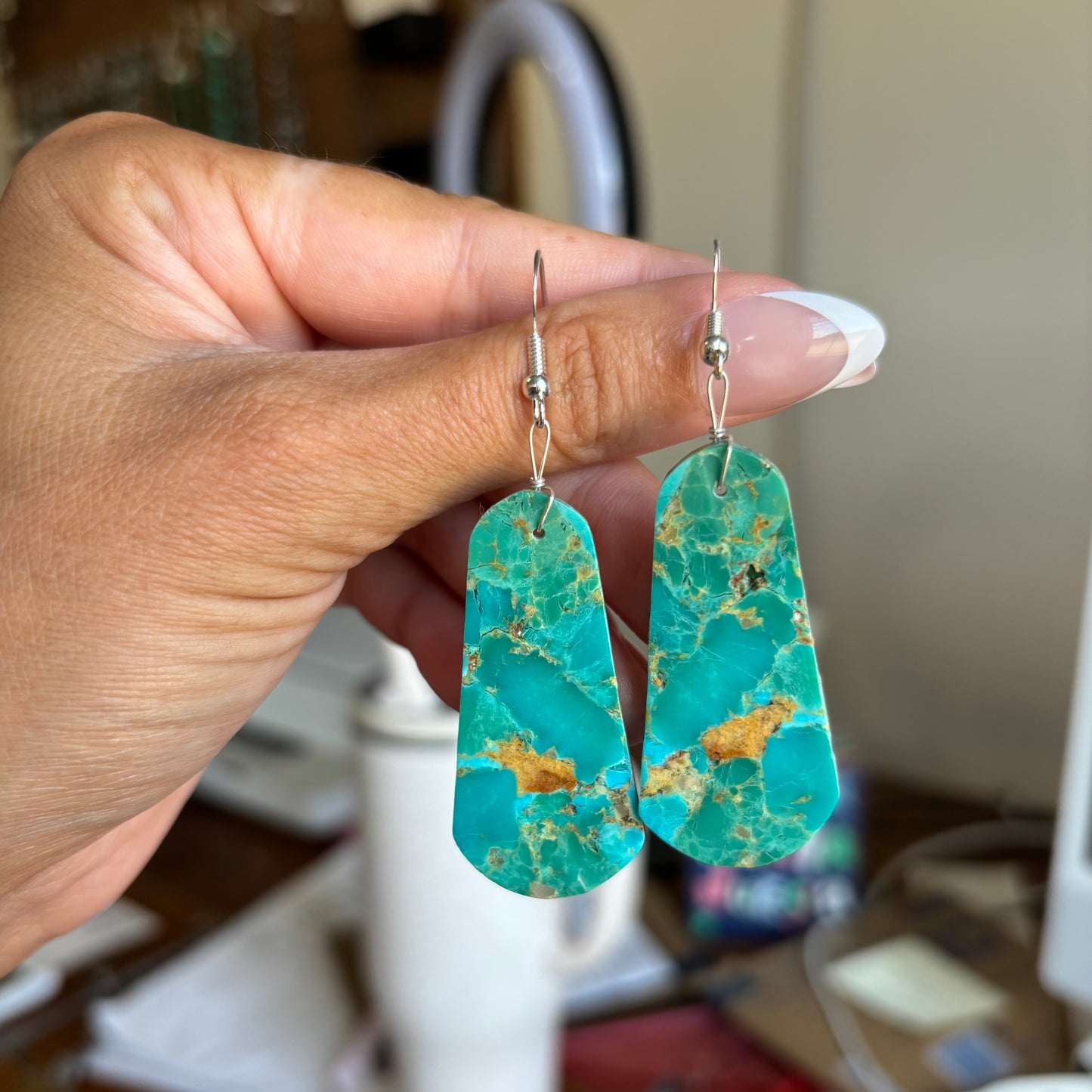 The Toma's | Turquoise Slab Earrings FLAWED